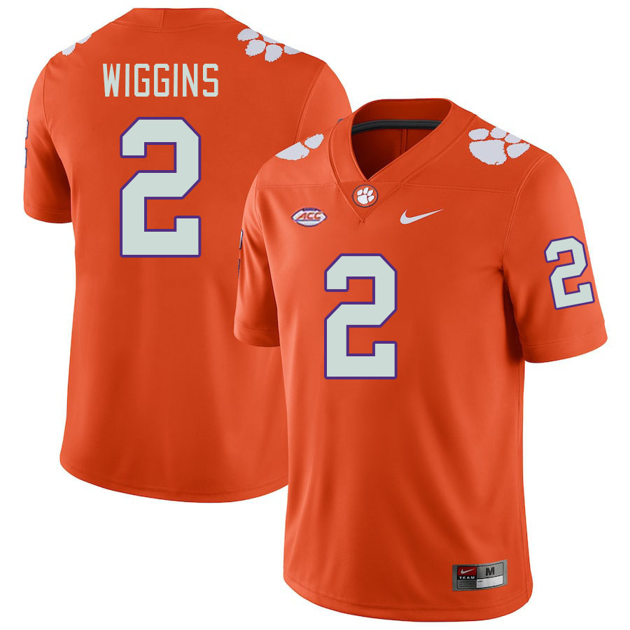 Men's Clemson Tigers Nate Wiggins #2 College Orange NCAA Authentic Football Stitched Jersey 23LW30IQ